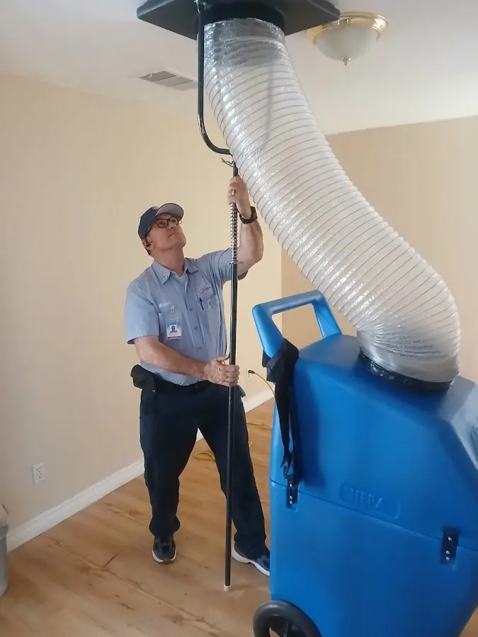 Mini Split Installation technician using HEPA equipment in Indiana